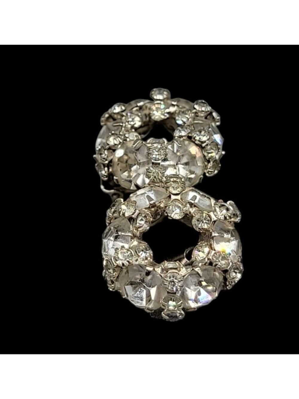 Signed Vintage Warner Clear Rhinestone Wreath Clip On Earrings 1950 Original Box - Picture 3 of 12